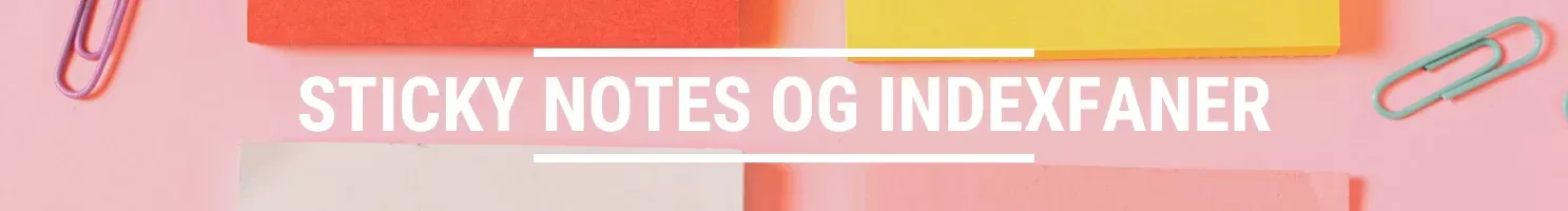 Sticky notes og indexfaner banner
