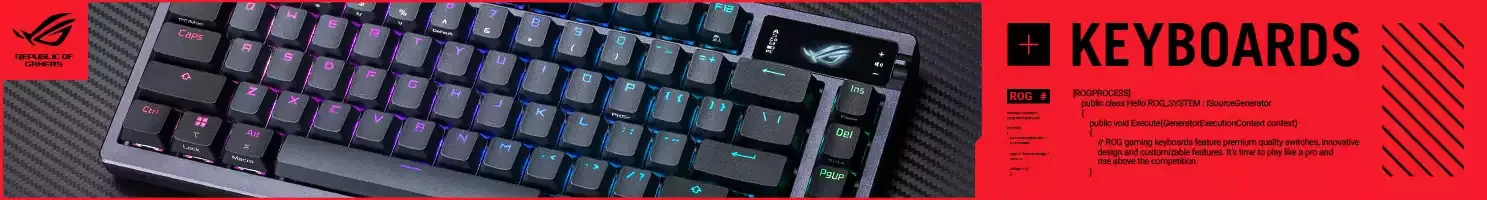 ASUS ROG keyboard banner.
