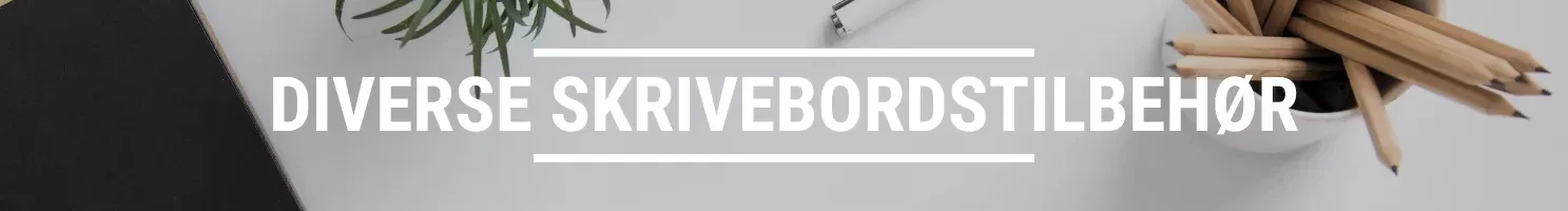 Diverse skrivebordstilbehør banner