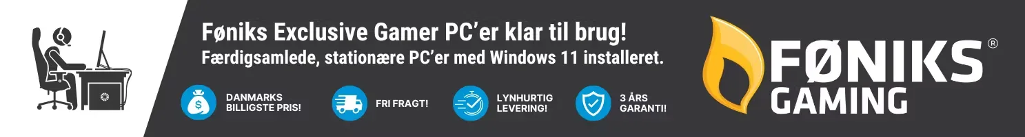 Føniks Exclusive Gamer PC: færdigsamlede, stationære PC'er med Windows 11 installeret