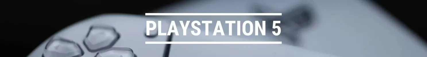 banner med playstation 5 controller ovenpå en ps5 konsol